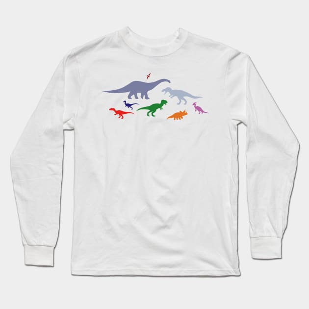 Colorful Dinosaurs Long Sleeve T-Shirt by SakuraDragon